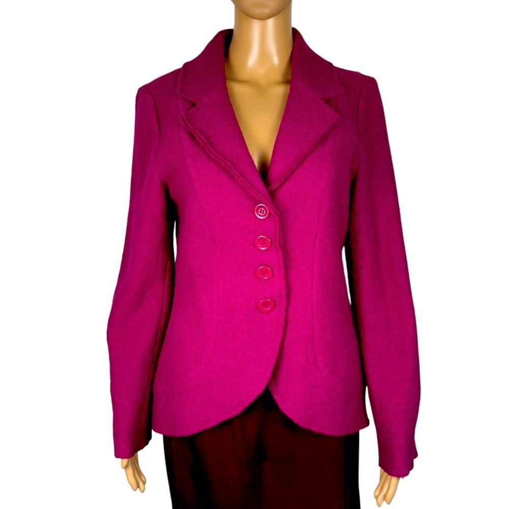 Valerie Bertinelli 100% Wool Dark Pink Cardigan Jacket Size M